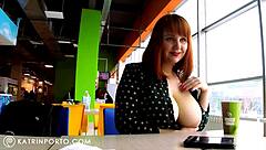 Katrin Porto Flashing Big Tits and Hairy Pussy in Mall