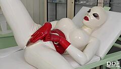 i spank my busty latex ass and fill pussy with clinic toy in hospital bondage