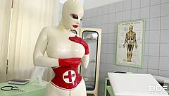 i spank my busty latex ass and fill pussy with clinic toy in hospital bondage
