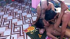 Bengali Threesome Two Guys Fuck Black Whore!