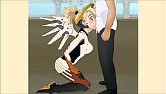 Overwatch's Mercy gets a deepthroat surprise in this steamy anime porn
