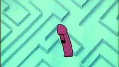 anime strapon fuck contrasts lesbian threesome with gay hardcore and big tits