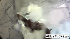 Abigail Showers, Shaves Pussy, And Touches Her Big Tits