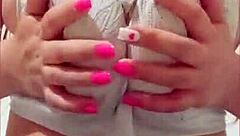 pretty student with brown hair started to excite her big tits when she came home from school - luxuryorgasm 😍