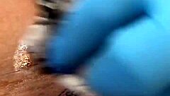 passionate tattoo session turns hardcore lesbian