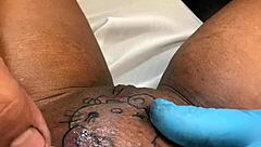 passionate tattoo session turns hardcore lesbian