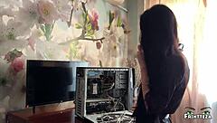 Married woman cheats on husband with tech expert and takes it anally while bending over