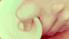 Cheeeeekymissy Extreme Close Up Shaved Pussy Play