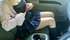 Schoolgirl borrows car key to masturbate inside when mom is home.