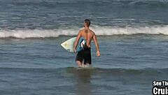 Tall muscular gay bodybuilders Rusty and Steve enjoy hardcore beach encounter