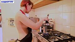 Redhead lesbian feels intense pleasure riding strapon in various positions