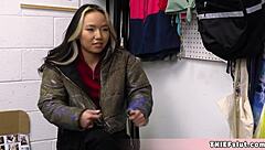 Asia Lee offers her tiny pussy after being caught