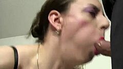 Two step sisters take turns sucking and fucking the gifted guy's monster cock in threesome