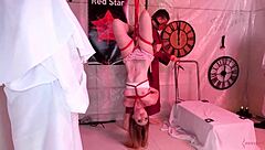 Teen gets her ass stuffed while bound and gagged