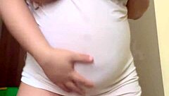 Adorable pregnant wife in cam session