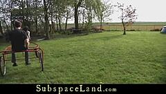 Harnessed Teen Carries Master in Bondage Submission Blowjob