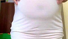 Adorable pregnant wife in cam session