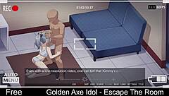 Play the escape the room game with the golden axe idol