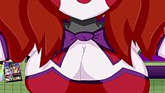 Circus baby shows off her big boobs in anime style