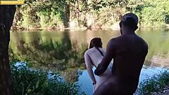 Hidden virgin gets barebacked by married friend in woods