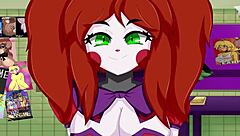 Circus baby shows off her big boobs in anime style