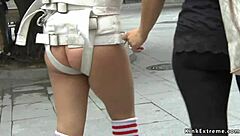 Blonde Bound in Public Downtown Fetish Display