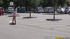 stranded teen 18+ gets hardcore with milf and cumshot