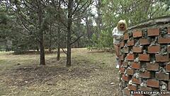 Blonde Bound in Public Downtown Fetish Display