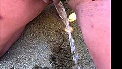 African Amateur Wife Pees Long On The Beach