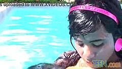 i'm tobia, a teen 18+ masturbating by the pool