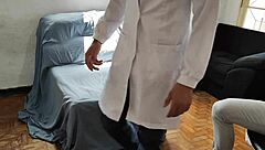 Naughty doctors deepthroat and fuck patient bareback in office