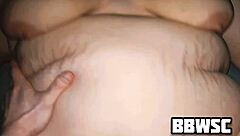 bbw sucks and fucks with huge floppy tits, ending in creampie