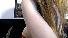 Busty Skinny Blonde With Red Thong