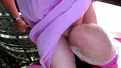 A dare leads housewife to outdoor sex with fuck buddy over the gate