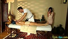 Amateur babe receives hidden cam massage from voyeur