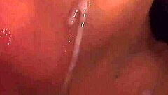 Feisty hottie sucks and gets jizz on face!