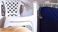 BBW Slut Strips With Giant Dildo In Recording Area