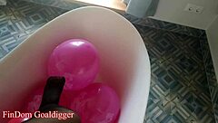 Balloons and bathroom stockings create a mesmerizing sight