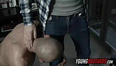 this sexy young guy blows the machine cock