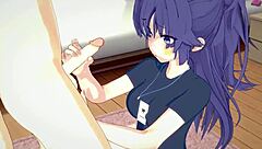 Voluptuous thighs in blue - Yuuka's 3D anime adventure
