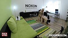 teeny brunette sucks and fucks her boss at work