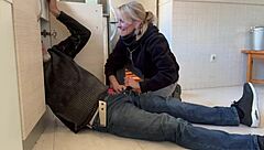 Hot Wife Deepthroats Plumber's Monster Cock In Kitchen