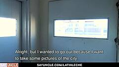 Latino hunk with tattoos tops big dick boy for first time