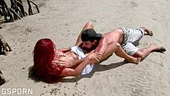 Fuck Sexy Brazilian Redhead On Wet Beach!