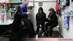 Teen doggystyle group sex with rough ass in shop