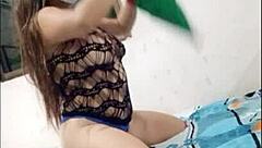 Stepsister watches homemade videos because she's bored at work.