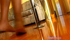 watch my beautiful size 10 feet twirl around the pole