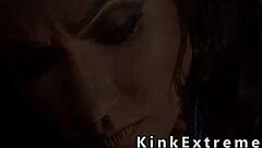 Busty Asian Dominates Ebony Neighbor In Bondage Anal