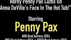 Penny Pax and Anna Deville indulge in steamy lesbian action in the hot tub