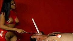 A femdom Mistress dominates and makes her sub scream.